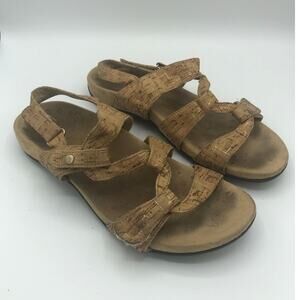 Vionic Adjustable Sandals in Gold Cork Color | Women's Size 9.5